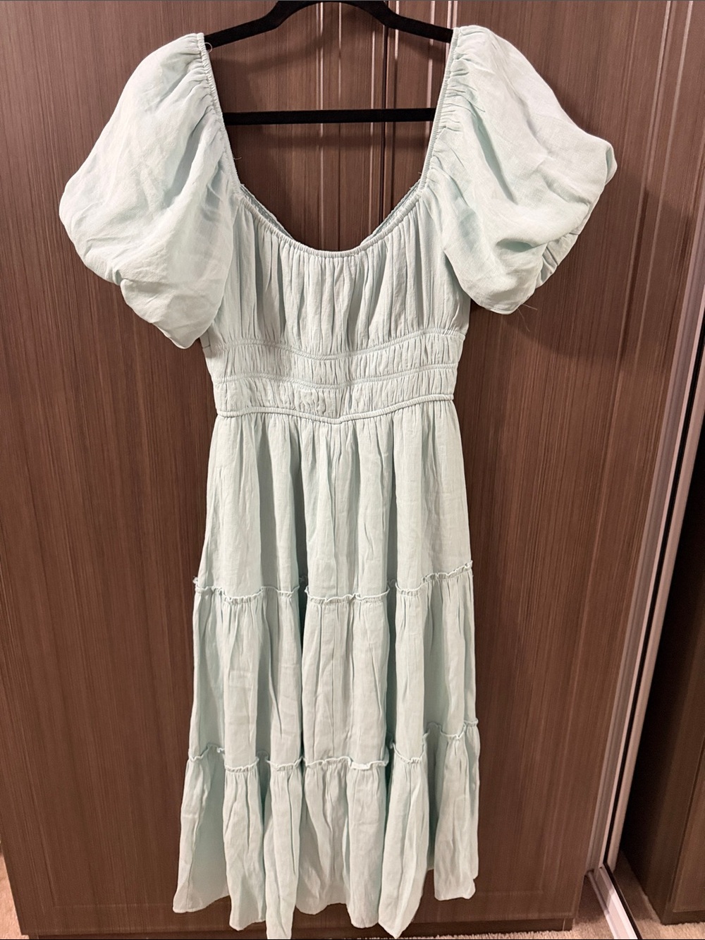 Trixxi Light Mint Puff-Sleeve Tiered Maxi Dress - Picture 4 of 6